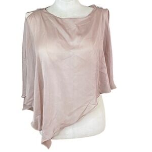 J.R. Nites Carol over shirt Sheer asymmetrical rhinestones‎ brown Size 10 formal